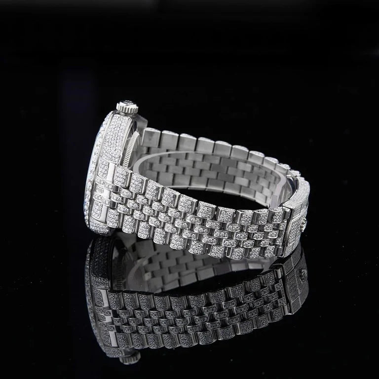 Midnight Frost Iced-Out Elegance with Deep Blue Dial By CrownIce