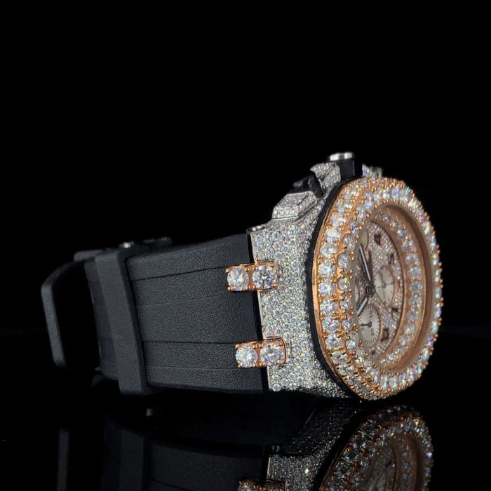 Royal Torque Fully Iced Chrono with Black & Gold Swagger By CrownIce