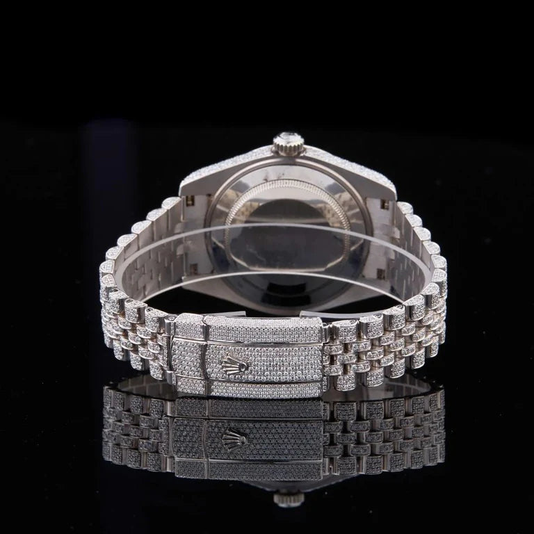 Midnight Frost Iced-Out Elegance with Deep Blue Dial By CrownIce