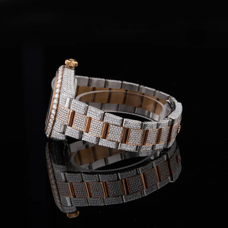 Timeless Sparkle Full Diamond Timepiece with Rose Gold Accents By CrownIce