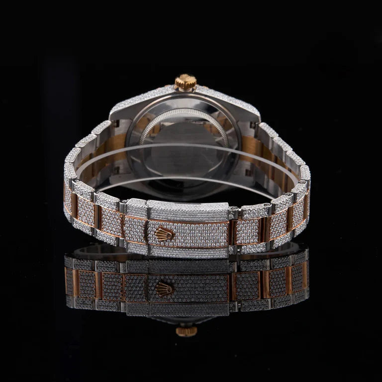 Timeless Sparkle Full Diamond Timepiece with Rose Gold Accents By CrownIce
