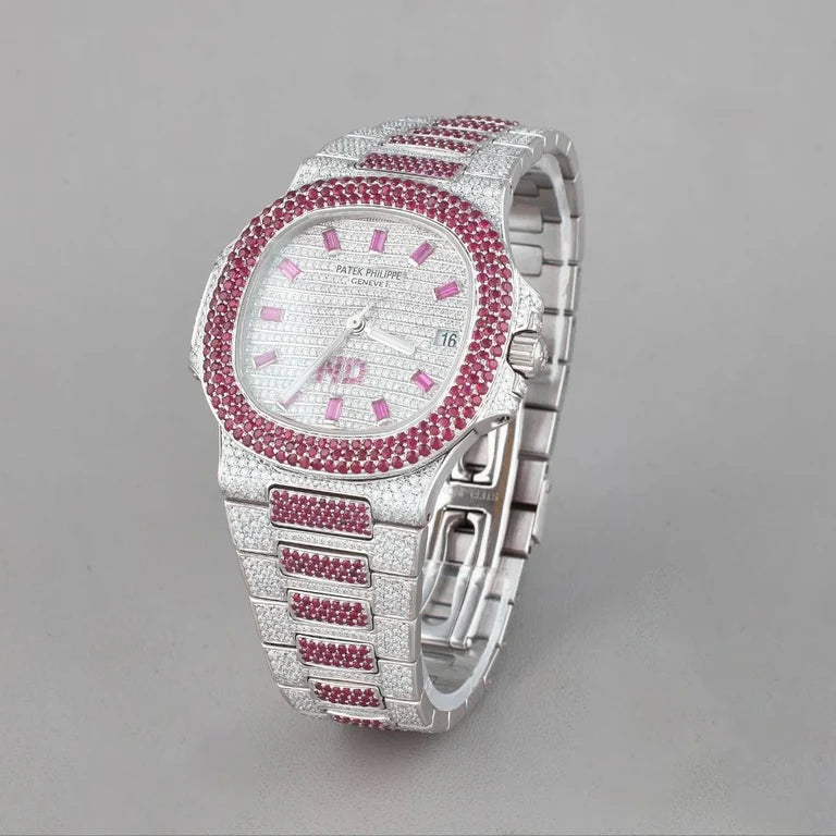 Luxury Unleashed Ruby & Diamond-Encrusted Precision TimepieceBy CrownIce