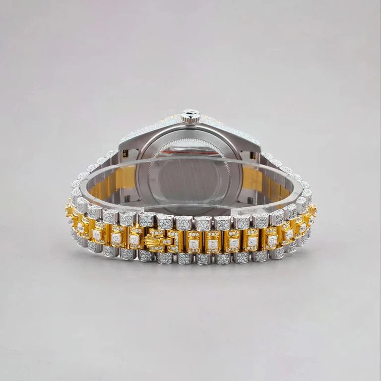 Emerald Empire Two-Tone Diamond Timepiece with Green Majesty By CrownIce