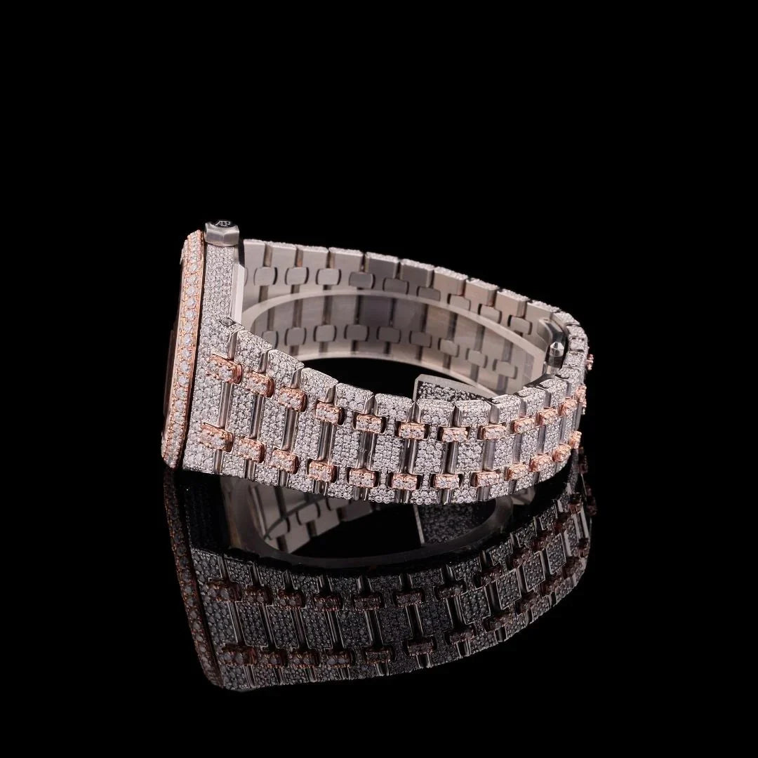 Frosted Rose Diamond-Encrusted Beauty in Soft Gold Tones By CrownIce