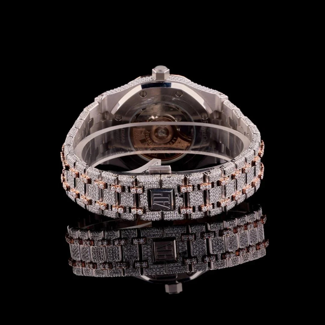 Frosted Rose Diamond-Encrusted Beauty in Soft Gold Tones By CrownIce