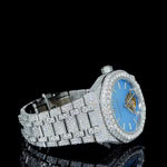 Brilliant Full Pave Watch Featuring a Stunning Sky Blue Face By CrownIce
