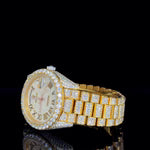 Full Iced-Out Twon Tone Oyster Belt With Roman Dial Moissanite Diamond Watch By CrownIce