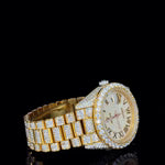 Full Iced-Out Twon Tone Oyster Belt With Roman Dial Moissanite Diamond Watch By CrownIce
