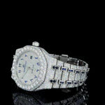 Full Iced-Out White & Bule Ruby With Blue Arabic Dial Moissanite Diamond Regular price By CrownIce