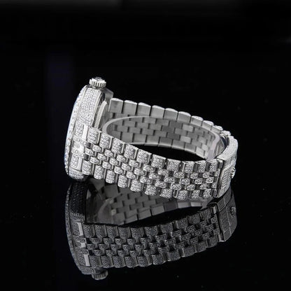 Midnight Frost Iced-Out Elegance with Deep Blue Dial By CrownIce