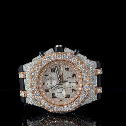 Royal Torque Fully Iced Chrono with Black & Gold Swagger By CrownIce