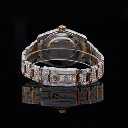 Timeless Sparkle Full Diamond Timepiece with Rose Gold Accents By CrownIce