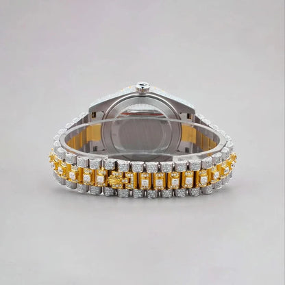 Emerald Empire Two-Tone Diamond Timepiece with Green Majesty By CrownIce