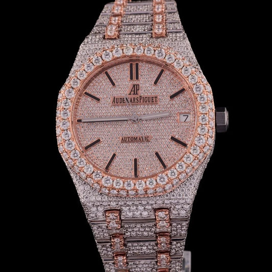 Frosted Rose Diamond-Encrusted Beauty in Soft Gold Tones By CrownIce