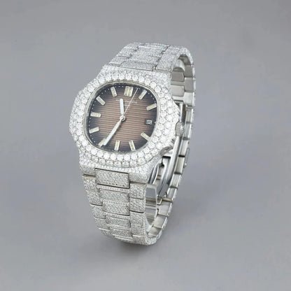 Mocha Frost Diamond-Encrusted Brilliance with a Chocolate Dial By CrownIce