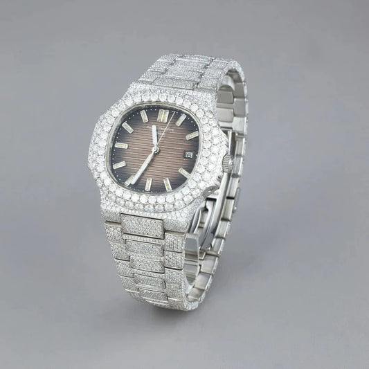 Mocha Frost Diamond-Encrusted Brilliance with a Chocolate Dial By CrownIce