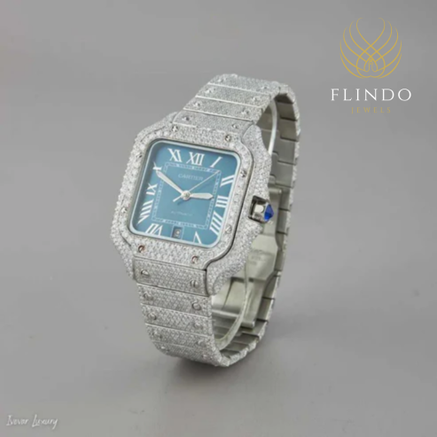 Baguette-Cut Moissanite Men's Watch - Sophisticated Diamond Timepiece by Ivevar