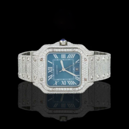 Baguette-Cut Moissanite Men's Watch - Sophisticated Diamond Timepiece by Ivevar